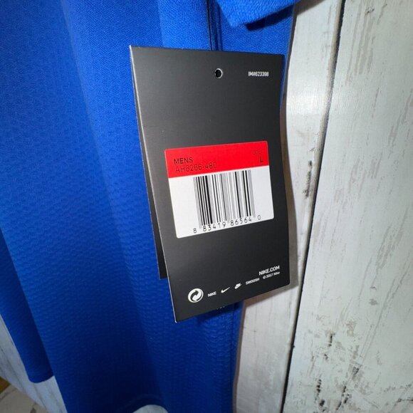 Nike Dri-FIT Hex Textured Three Button Golf Polo AH6266-480 Men's L Blue NEW - Picture 4 of 8